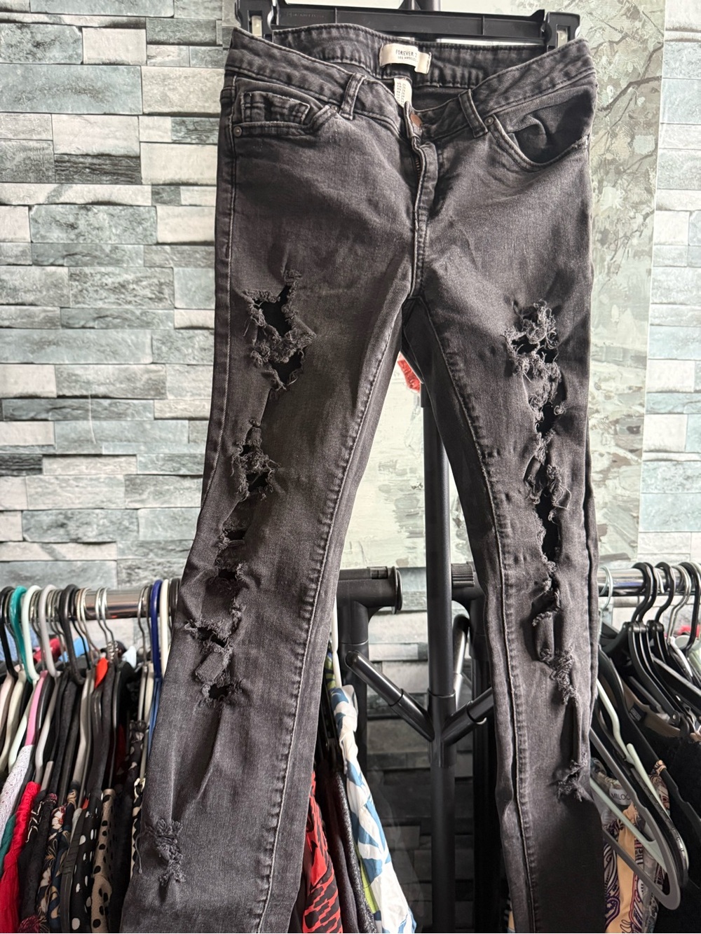 Women’s Distressed Black Jeans - Classic/Skinny Fit